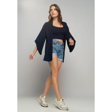 Imagem de Kimono Canelado Azul Salvatore, Azul marinho, M