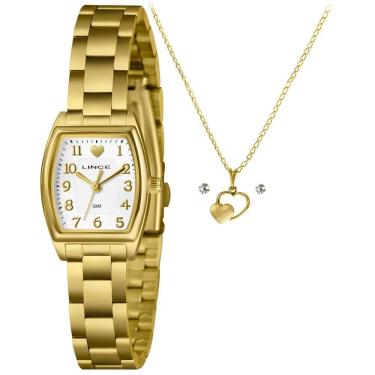 Imagem de Kit Relógio Lince Feminino Dourado LQGH306L22 K0LFB2KX
