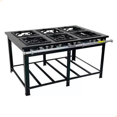 Imagem de Fogão Industrial A Gás GN Maxi 6 Queimadores Duplos Venâncio 33025