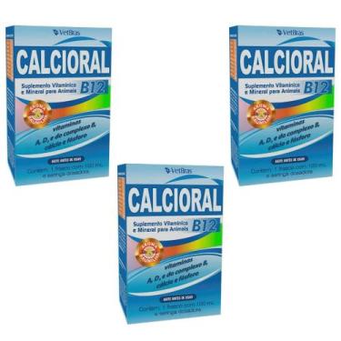 Imagem de Kit 3un Suplemento Mineral Vitaminico 100ml Calcioral B12 - Vetbras