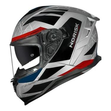Imagem de Capacete Norisk Strada II Evoque Prata Azul e Vermelho, 56