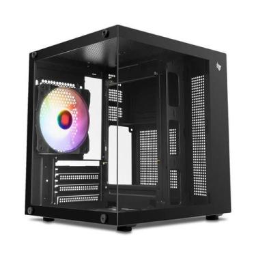 Imagem de Gabinete Gamer Pichau Atom Mini-Tower Lateral de Vidro Com 1 Fan Preto