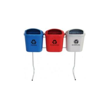 Imagem de Conjunto Para Coleta Seletiva De 40l Com 3 Lixeiras - Higipack