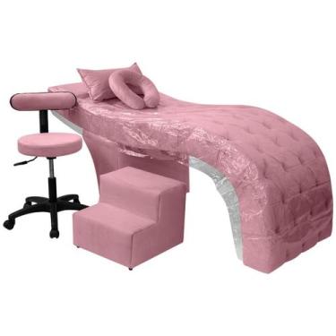 Imagem de Maca Estética Charme Cílios + Mocho + Escada + Capa Veludo - SOFA STOR