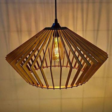 Imagem de Luminária Teto Tipo Pendente Dejavu Em Mdf - Completa - Cor:marrom, Bi