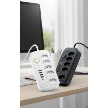 Imagem de Base 5 Tomadas + 4 USB + 1 PD - Branco 2500W - Congratulations Store