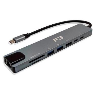 Imagem de Hub F3 Adaptador Type-c 8 em 1, para HDMI, Type-c, USB 3.0, USB 2.0, Micro SD SDe LAN -...