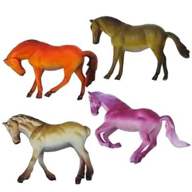 Imagem de Coleção 6 Miniaturas Cavalos Selvagens Animais de Brinquedo em Borrach