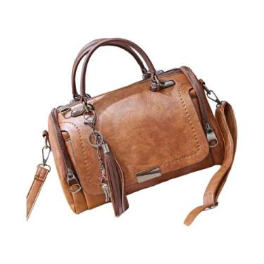 Imagem de Bolsa Feminina Crossbody com Borla e Grande Capacidade - Com Zíper e A