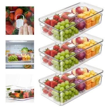 Imagem de Kit 3 Pote Organizador Geladeira Frutas Verduras Frescas 2,8l - Ou