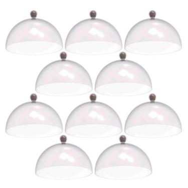 Imagem de Conjunto 8 Cúpulas para Bolos Doces de Plástico 30cm Amêndoa Padaria H