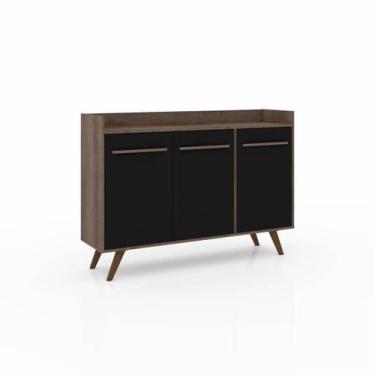 Imagem de Aparador Buffet Retrô com 3 Portas Rústico Preto MDP 136x36x95cm RT 31