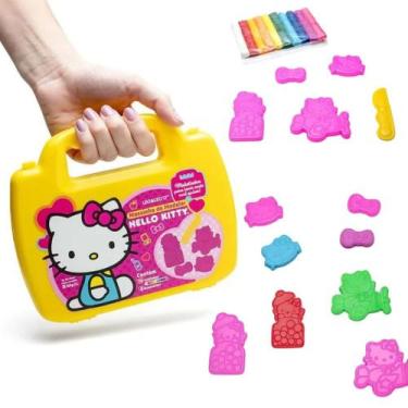 Imagem de Maleta Infantil Massinha de Modelar Hello Kitty - 10 Cores e 5 Moldes 