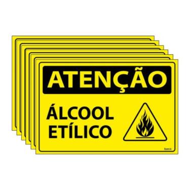 Imagem de Combo 6 Placas De Sinalização Atenção Álcool Etílico 30x20 Ecom IA - S