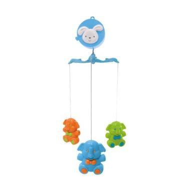 Imagem de Móbile Para Berço ou Cercado Ursinho Com Som Pais e Filhos, Azul