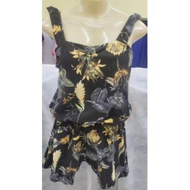 Imagem de Macaquinho Curto Feminino Adulto - Tic tac, Estampa floral amarelo, GG