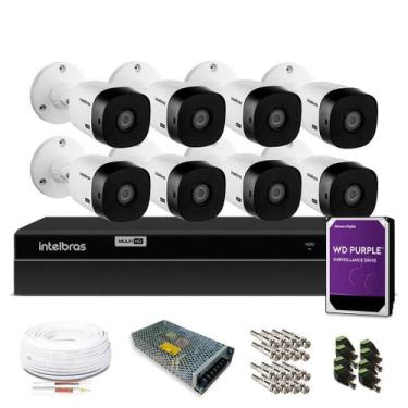 Imagem de Kit Monitoramento Intelbras com 8 Câmeras de Segurança 1080p, Com HD I