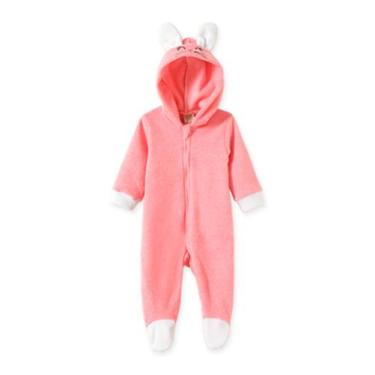 Imagem de Macacão Bebê Menina Rosa c/ Capuz Coelhinha Pingo Lelê, Rosa, 1