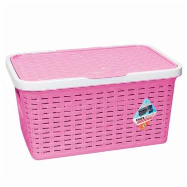 Imagem de Caixa Organizadora 7,5L Linha Caixa Bicolor Baby Tampa Reclinável Para