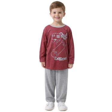 Imagem de Pijama de inverno infantil menino de malha blusa e calça - Uze Fashion