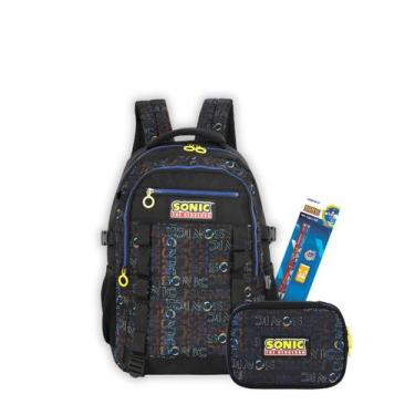 Imagem de Kit Mochila de Costas Sonic Personagem Com Estojo Box Escola - Luxcel,