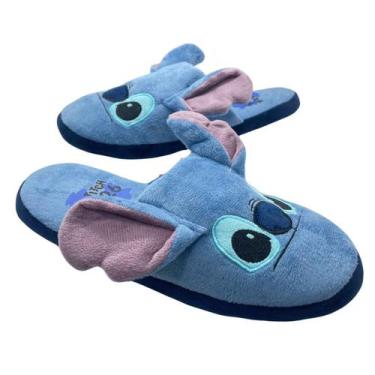 Imagem de Pantufa Chinelo de Quarto Stitch Disney Sola Antiderrapante Peluciado 