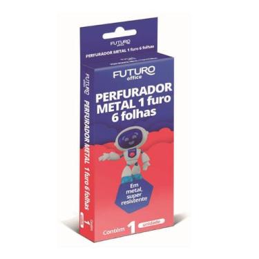 Imagem de Perfurador de Papel Futuro Metal 1 Furo  Para até 6 Folhas