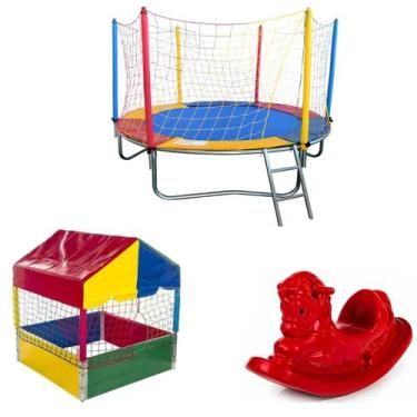 Imagem de Cama Elástica Pula Pula 2,30m Piscina De Bolinhas 1,00m Gangorra 1 Lug