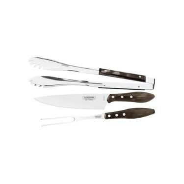 Imagem de Jogo Churrasco Aço Inox Barbecue 3 peças Polywood Tramontina