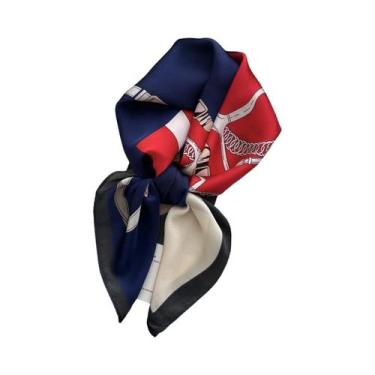 Imagem de Lenço De Cetim Com Estampa Floral 70cm Design Luxuoso Para Mulheres, L