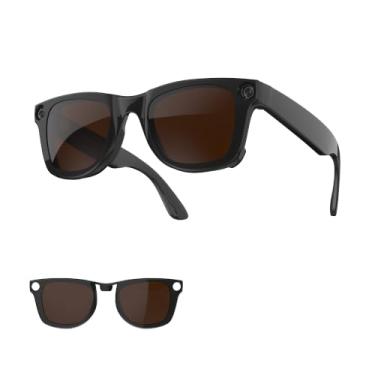 Imagem de HIBLOKS Clipe polarizado para Ray-Ban Meta Wayfarer, clipes de descoloração compatíveis com Ray-Ban Meta Wayfarer protegem seus olhos, Marrom, Standard, Brown, Shiny Black Frame