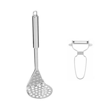 Imagem de Descascador de Legumes Amassador Batatas Espremedor Inox 2un - casa ch
