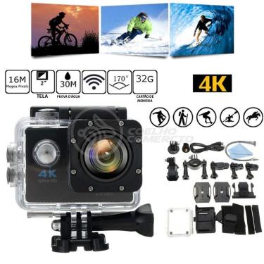 Imagem de Câmera de Ação Aquilae Go Cam Sports Cam Ultra HD 4K Wi-Fi Resistente à Água 30m Preto