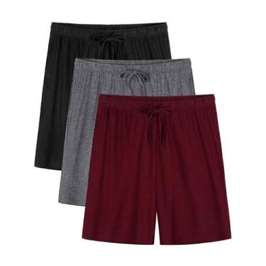 Imagem de Shorts de Pijama Masculino Wenouy 3 Peças Confortáveis com Cós Elástic