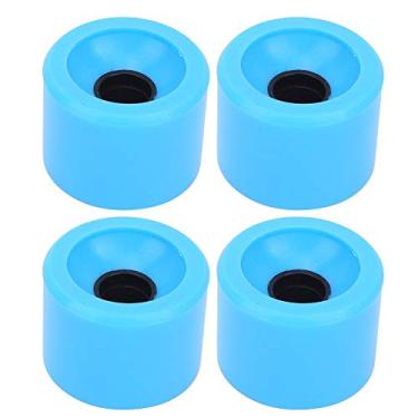 Imagem de Roda de skate de poliuretano resistente e durável, compacta e delicada 4 peças/conjunto de rodas de skate, colorida para a maioria das peças de skate (azul)