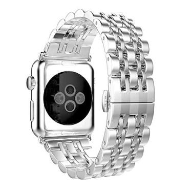 Imagem de Pulseira Metal 7 Elos LTIMPORTS, compativel com Apple Watch 46mm Series 11/10, 45mm Series 9/8/7, 44mm Series 6/5/4/SE, 42mm Series 3/2/1 e Apple Watch Ultra 49mm 3/2/1 (Prata)