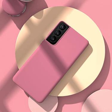 Imagem de Capa de telefone de silicone líquido para samsung galaxy s8 s9 s10 s10e s20 s21 plus 5g fe capa protetora macia ultra à prova de choque, vermelho camélia, para galaxy s10