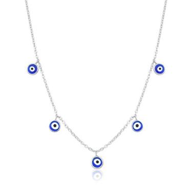 Imagem de Choker de Prata Olho Grego Azul Murano