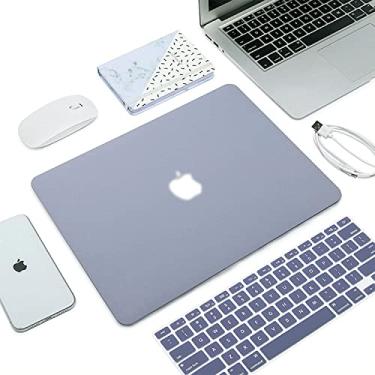 Imagem de TwiHill Capa rígida vazada compatível com MacBook Pro 13 polegadas versão A2251/A2289/A2338, tela de retina com Touch ID, capa protetora de plástico rígido e capa de teclado (Lavanda)