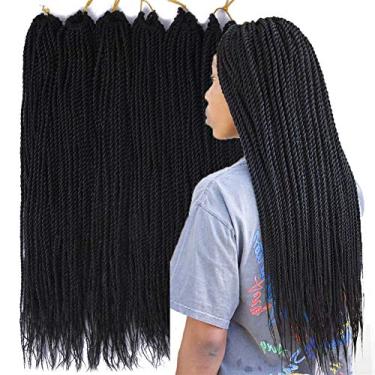 Imagem de Cabelo palácio 6 unidades/lote tranças de cabelo de crochê entrelaçado senegalês pequeno fácil de torcer crochê trançado 2S tranças senegalesas 35,56 cm 45,72 cm 60,96 cm 30 fios de cabelo para mulheres negras cor (45,72 cm, 1)