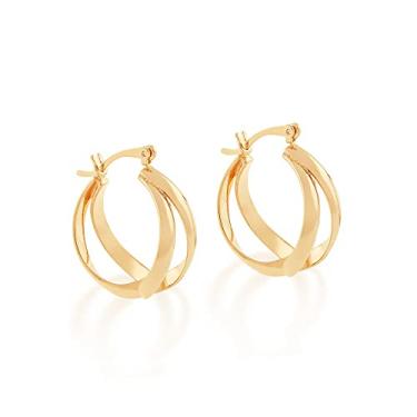 Imagem de Brinco Rommanel Banhado Ouro Argola Dupla Vazada 520981