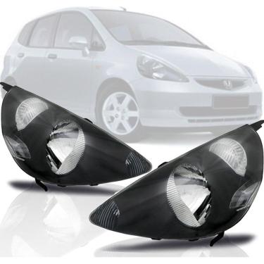 Imagem de Farol Honda Fit 2003 2004 2005 2006 2007 2008 Máscara Negra