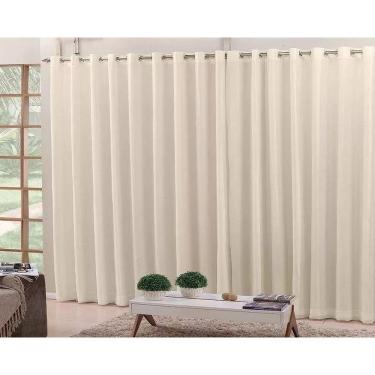 Imagem de Cortina Para Sala ou Quarto 4,00m X 2,80m Em Tecido Microfibra Com Voil Palha Com Ilhós...