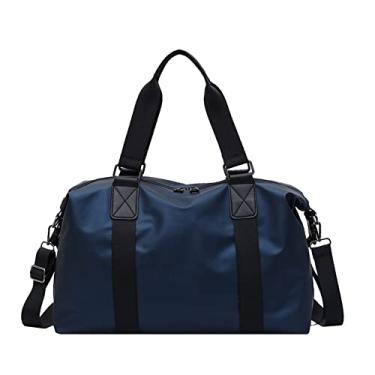 Imagem de Bolsa de viagem fashion para mulheres e homens, bolsa de ginástica à prova d'água grande capacidade bolsa de transporte ombro Weekender Mala de viagem bolsa para dormir, Azul, Bolsa de viagem