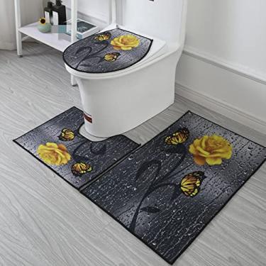 Imagem de 3 peças produtos de decoração de banheiro para casa conjunto de três peças de banheiro de mármore tapete de porta tapete de banheiro, L