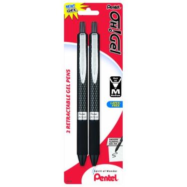 Imagem de Pentel Oh! Caneta de gel retrátil de 0,7 mm, tinta preta, pacote com 2 (K497BP2A)