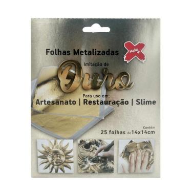 Imagem de Folhas Metalizadas Ouro C/25 Folhas Make +
