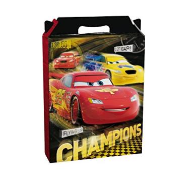 Imagem de Caixa Para Presente Maleta Retangular Vertical Cromus Embalagens na Estampa Circuito Cars com Trava 18x7,5x21 cm com 10 Unidades