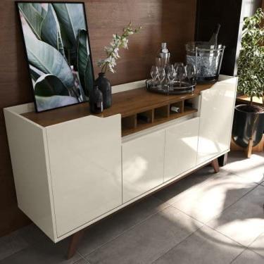 Imagem de Buffet Luxo 4 Portas com Adega Off White com Freijó