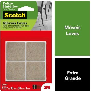 Imagem de Feltro Sintetico Quadrado G Marrom 38MM X 38MM X 3MM com 4 SCOTCH 3M